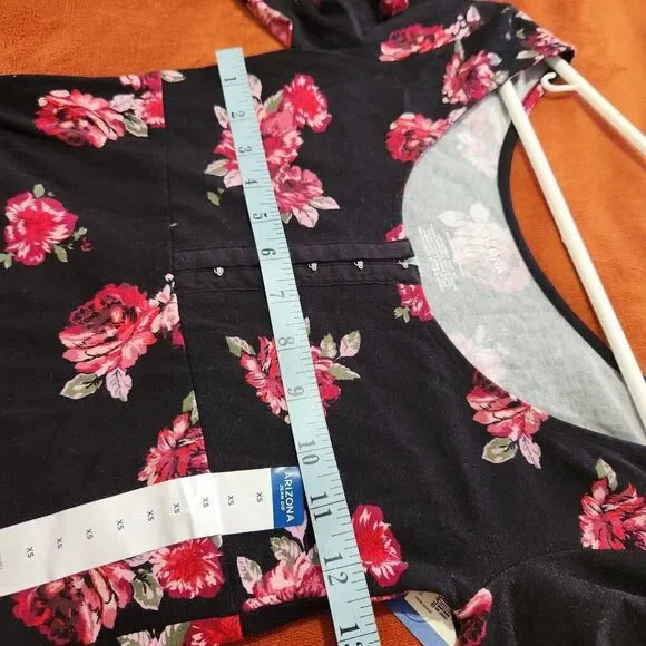 Arizona Blouse For Women Size XS Black Floral Stretch - Picture 7 of 8